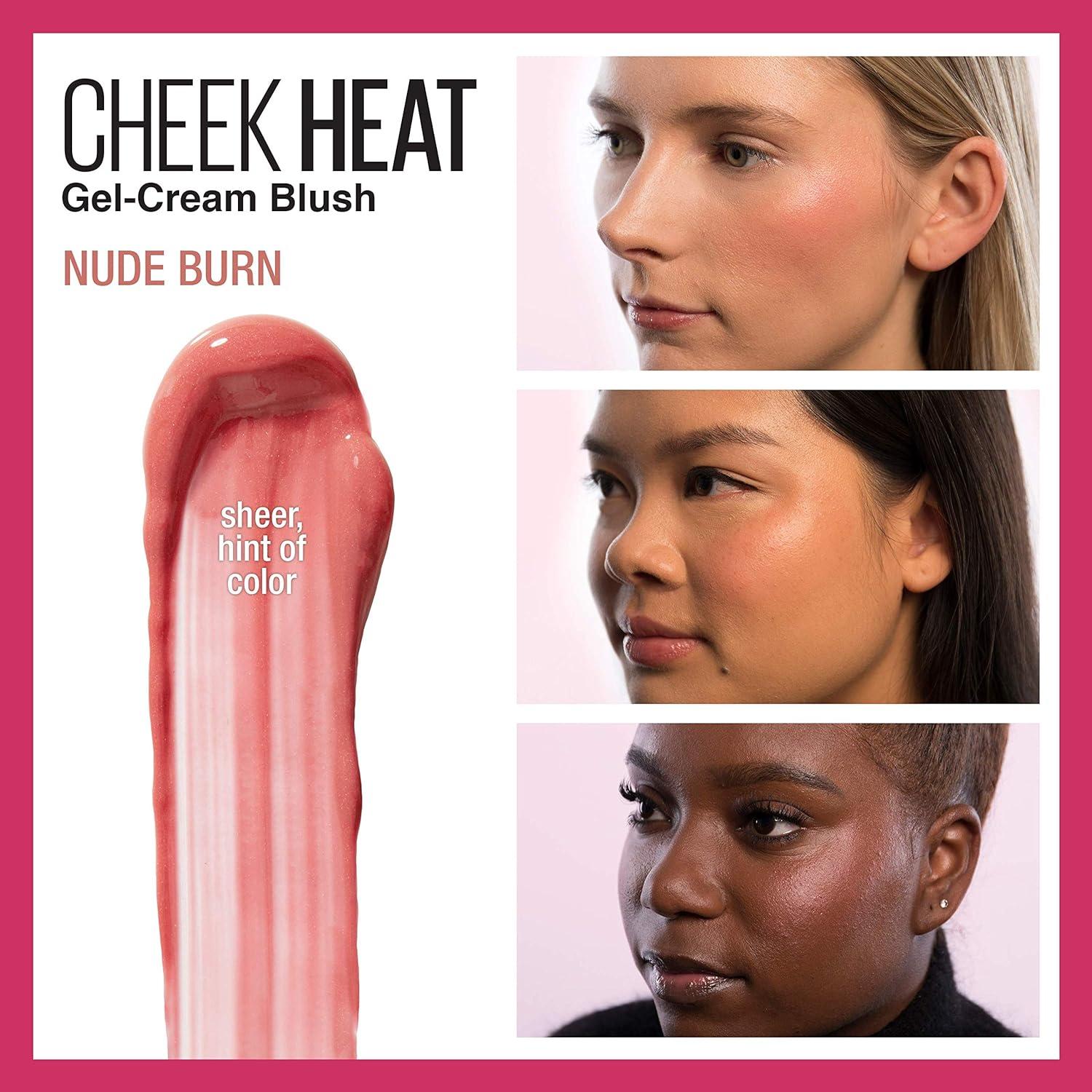 imageMaybelline Cheek Heat GelCream Blush Makeup Lightweight Breathable Feel Sheer Flush Of Color NaturalLooking Dewy Finish OilFree Fuchsia Spark 1 Count15 NUDE BURN