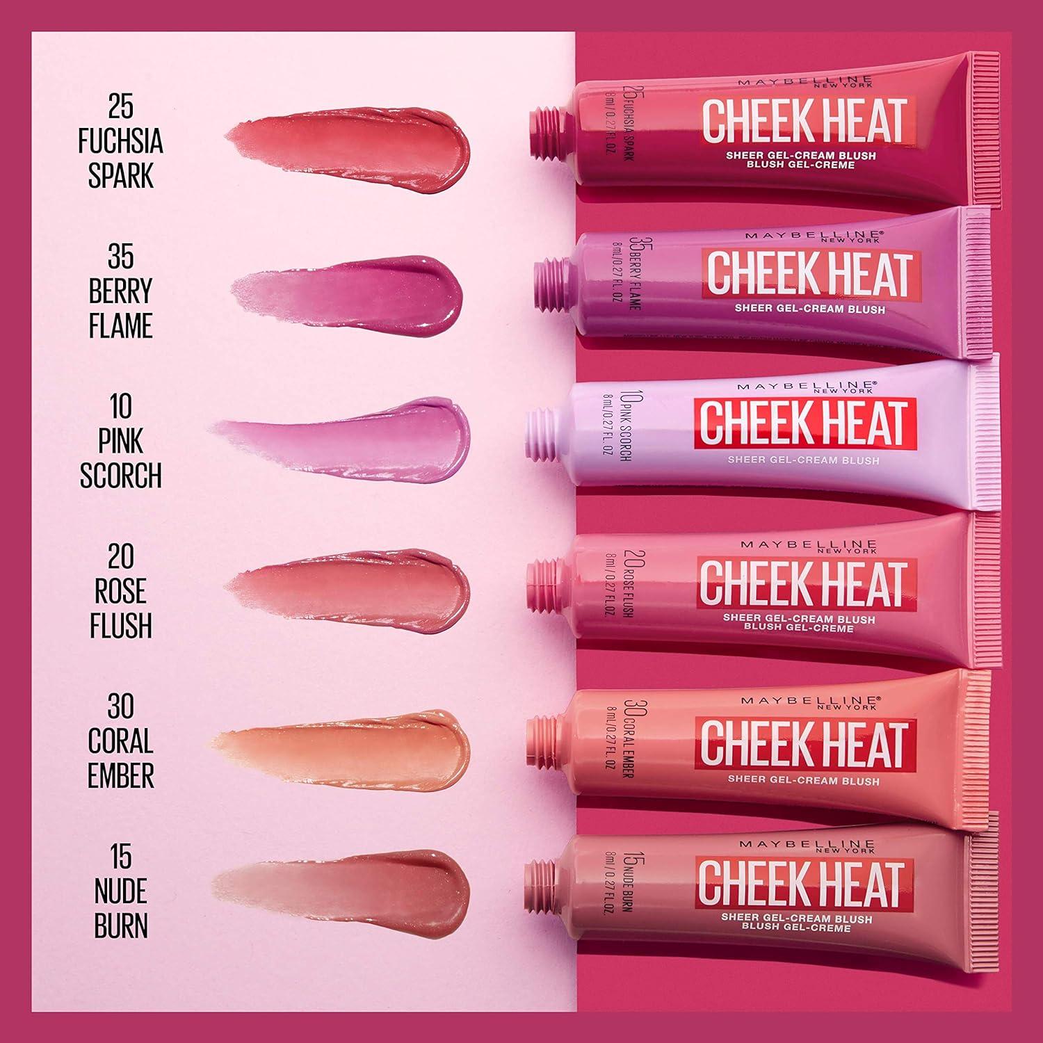 imageMaybelline Cheek Heat GelCream Blush Makeup Lightweight Breathable Feel Sheer Flush Of Color NaturalLooking Dewy Finish OilFree Fuchsia Spark 1 Count10 PINK SCORCH