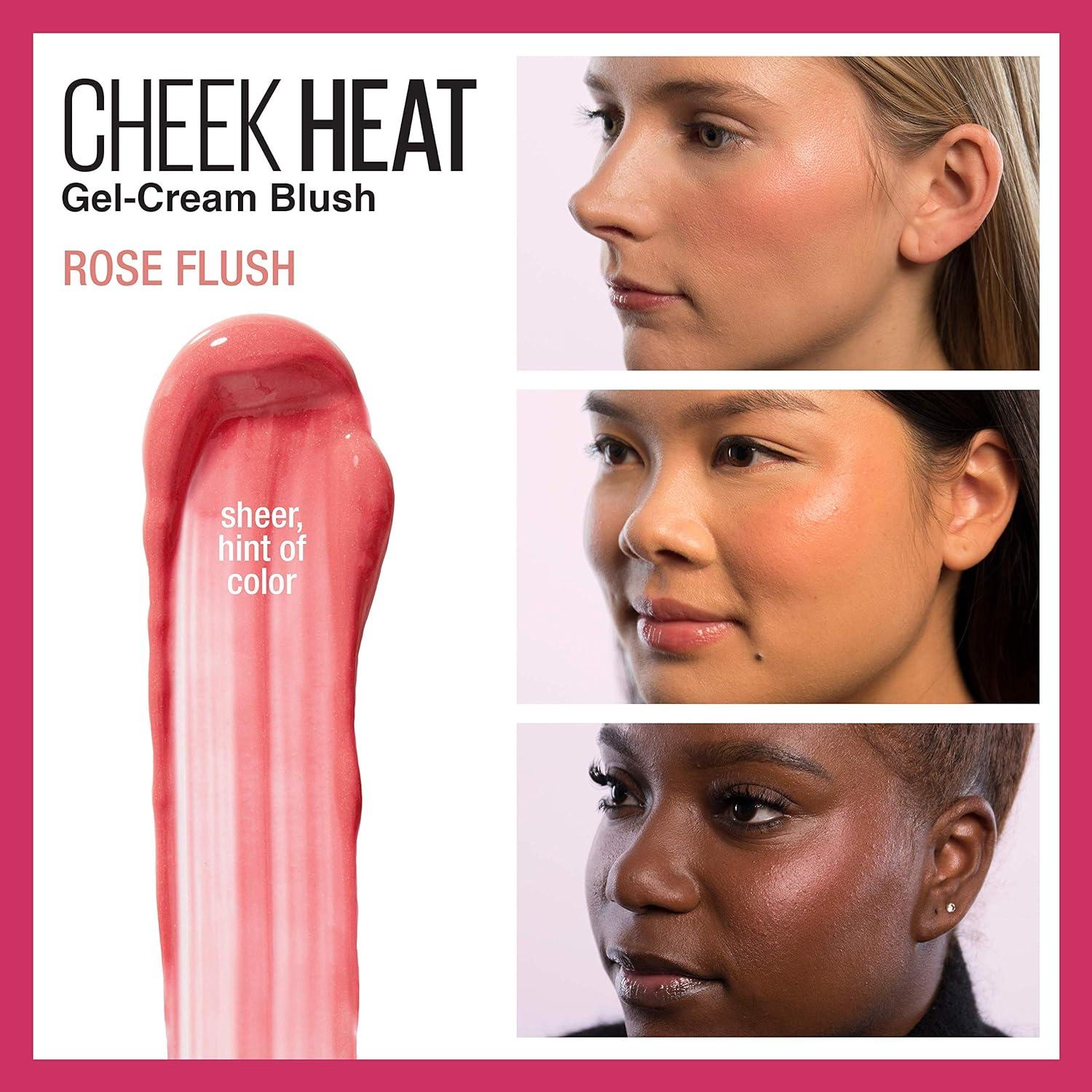 imageMaybelline Cheek Heat GelCream Blush Makeup Lightweight Breathable Feel Sheer Flush Of Color NaturalLooking Dewy Finish OilFree Fuchsia Spark 1 Count20 ROSE FLUSH