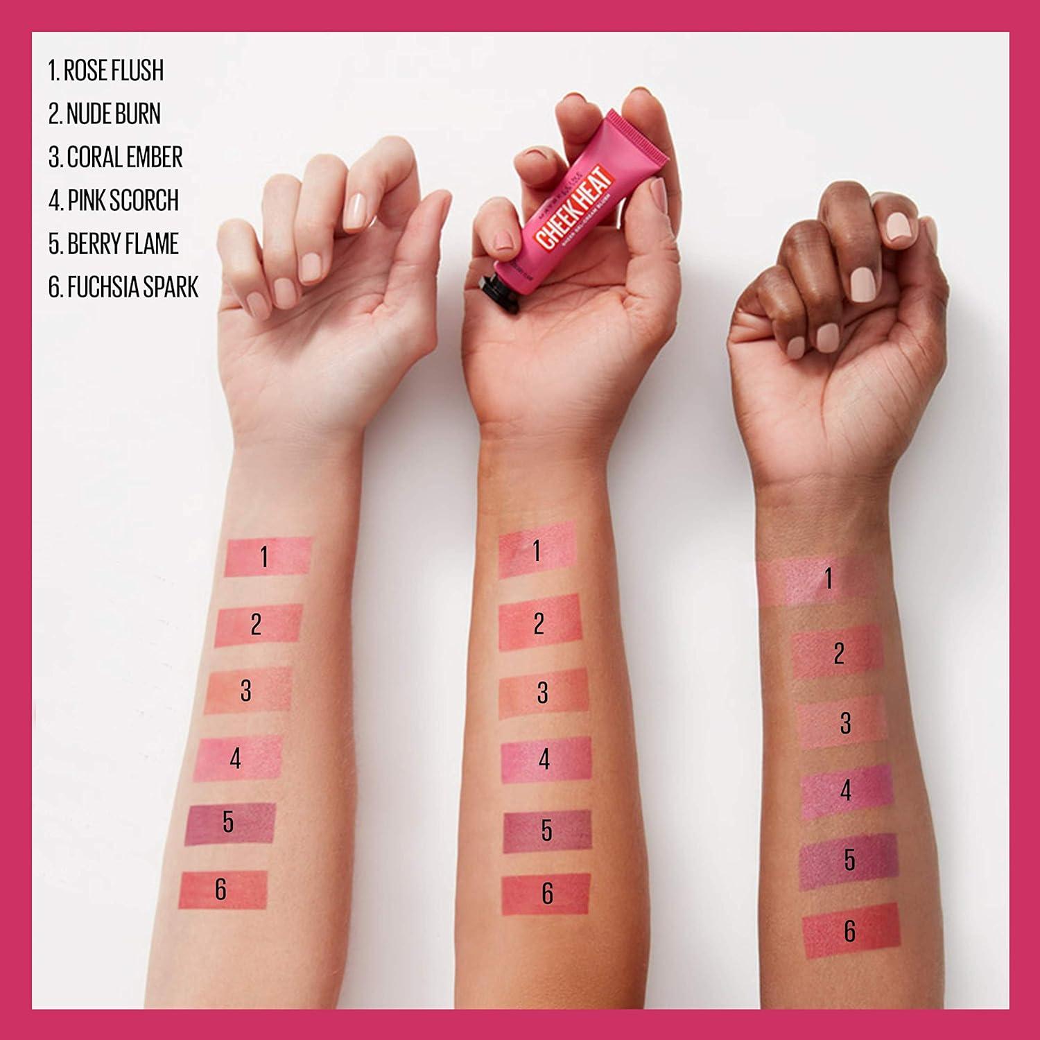imageMaybelline Cheek Heat GelCream Blush Makeup Lightweight Breathable Feel Sheer Flush Of Color NaturalLooking Dewy Finish OilFree Fuchsia Spark 1 Count30 CORAL EMBER