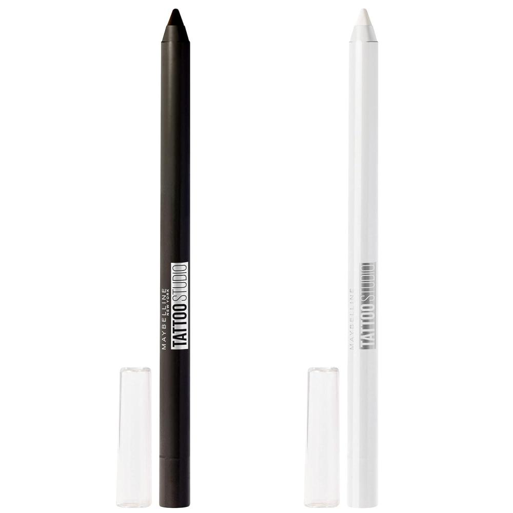imageMaybelline TattooStudio LongLasting Sharpenable Eyeliner Pencil Deep Onyx  Polished White BundlePOLISHED WHITE  DEEP ONYX BUNDLE