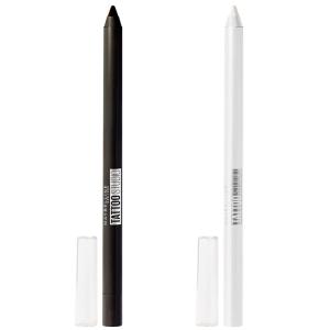 imageMaybelline TattooStudio LongLasting Sharpenable Eyeliner Pencil Deep Onyx  Polished White BundlePOLISHED WHITE  DEEP ONYX BUNDLE