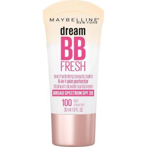 imageMaybelline Dream Fresh Skin Hydrating BB cream 8in1 Skin Perfecting Beauty Balm with Broad Spectrum SPF 30 Sheer Tint Coverage OilFree Medium 1 Fl Oz100 LIGHT
