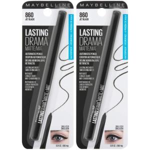 imageMaybelline Eyestudio Lasting Drama Waterproof Matte Gel Pencil Black Eyeliner Makeup Jet Black 2 CountJET BLACK