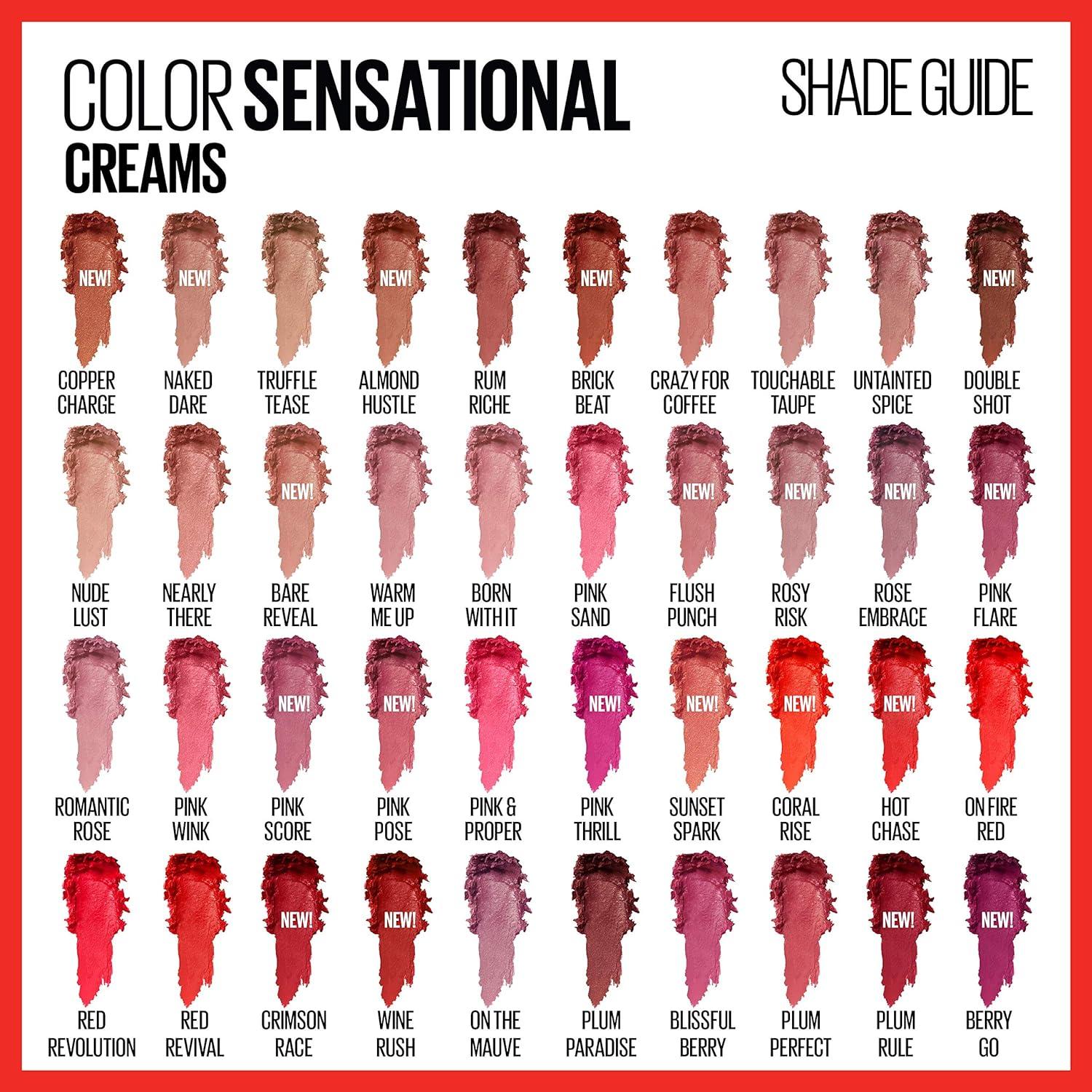 imageMaybelline New York Color Sensational Lipstick Lip Makeup Matte Finish Hydrating Lipstick Nude Pink Red Plum Lip Color Touch Of Spice 1 Count344 CORAL RISE